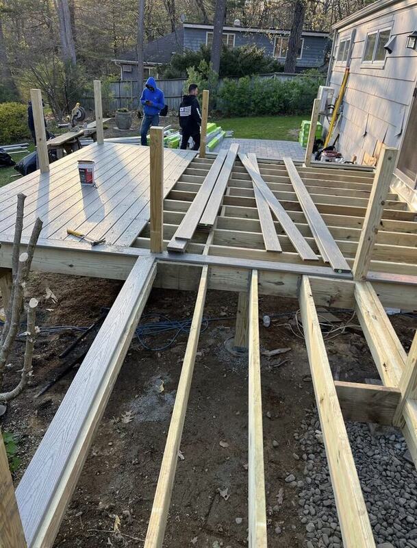 Deck framing during construction