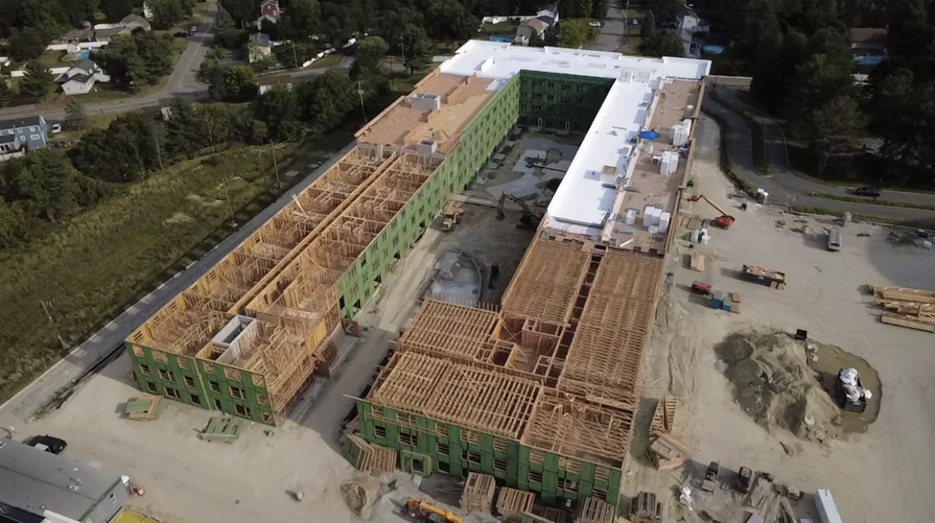 Large multifamily construction project with extensive wood framing
